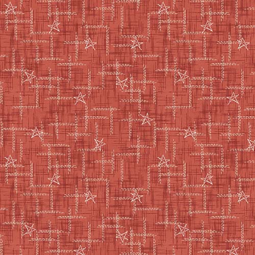 Flannel - Let it Snow - Star Texture - Red - Cream lines & stars on red