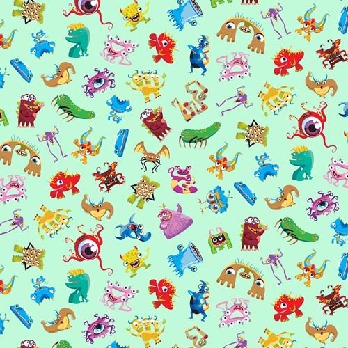 My Very Silly Monster's ABC's- Silly Monster Toss - Mint - monsters on lt green