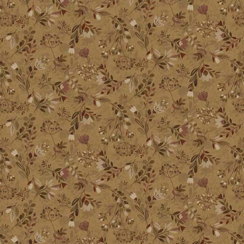 108" Wide Back - Meadow - Caramel - florals on brown