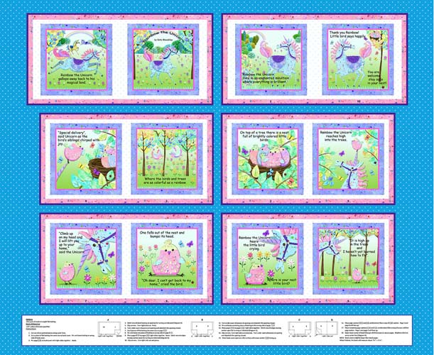 Moonbeams & Rainbows - 1yd. PANEL Soft book - Rainbow the Unicorn