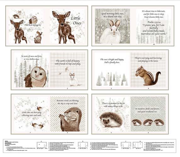 Little Ones - Book PANEL 1yd. - A Woodland story