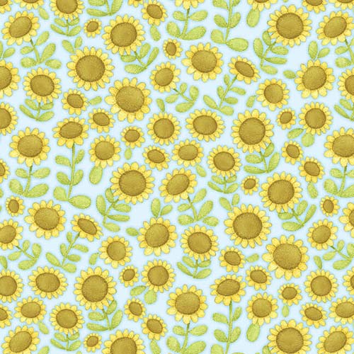 Farm Babies - Sunflowers - Blue - sunflowers on light blue