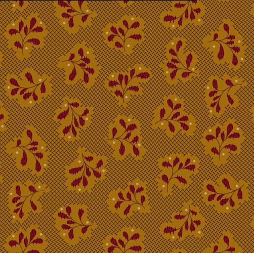 Katie's Cupboard - Red Tossed Sprigs on Antique Gold by Kim Diehl