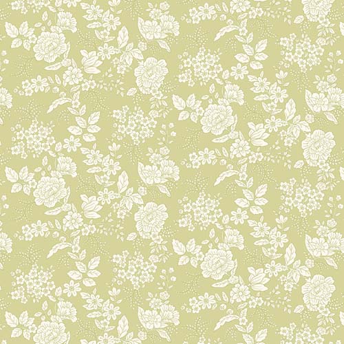 Tranquility - Floral - Light Green - cream floral on lt. green by Kim Diehl