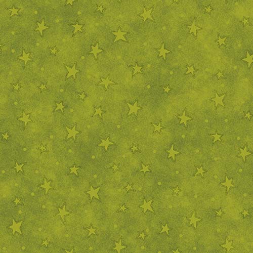 Starry Basics - Lime Green - lime green stars on lime green- (Hat on a Cat)