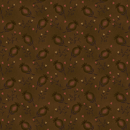 October Morning - Pomegranatesprays, pink on brown by Kim Diehl
