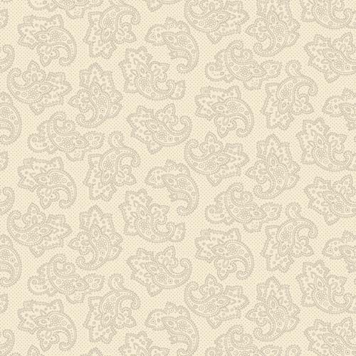 Gratitude & Grace - Dotted Paisley - Cream - tan paisleys on dotted bkgrd