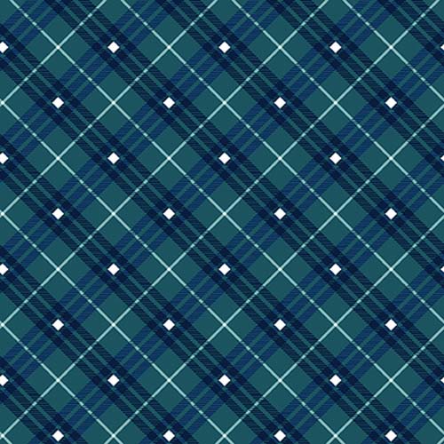 Bias Plaid Basics - Navy -teal and navy bias plaid - (Hat on a Cat)