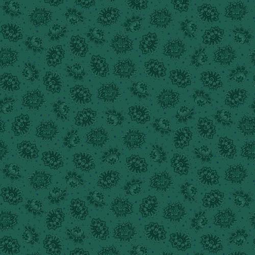Autumn Farmhouse - Tossed Blooms - Teal -  tone on tone floral - Kim Diehl