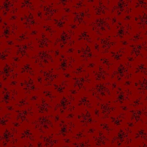 Autumn Farmhouse - Floral- Red - floral sprays on dark red - Kim Diehl