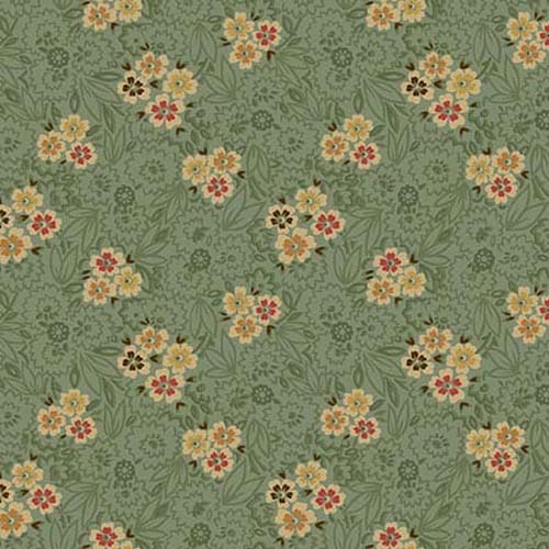 Autumn Farmhouse - Scatter Garden - Aqua  - tan floral on green - Kim Diehl