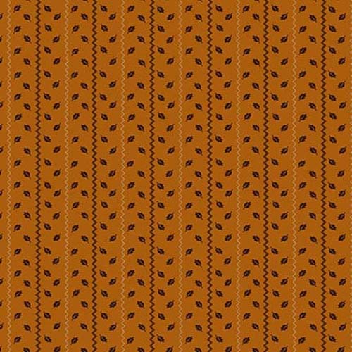 Autumn Farmhouse - Sprigged Stripe - Orange - zigzag stripes on rust - Kim Diehl