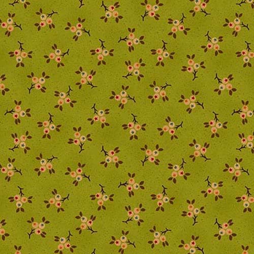 Autumn Farmhouse - StarberrySprigs - Kiwi - flower sprigs on green - Kim Diehl