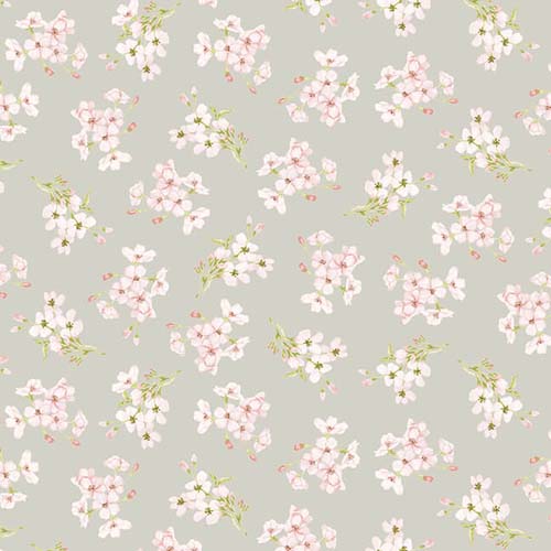 You Are Loved - Floral cluster - Light Gray - pink flower clusters on light gray