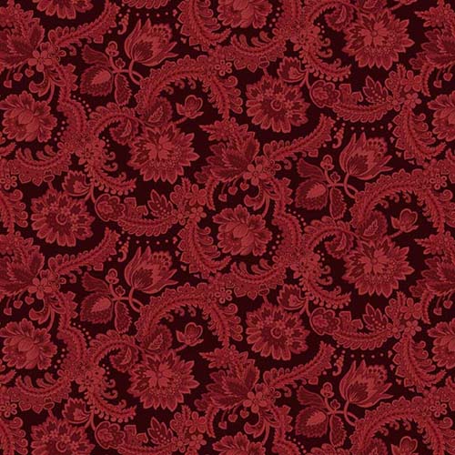 Right as Rain - Foulard - Cranberry - dark red floral on black - Kim Diehl