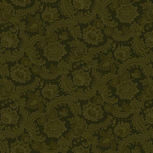 Harvest Hill - Foulard - Pine - Green floral on dark green - Kim Diehl