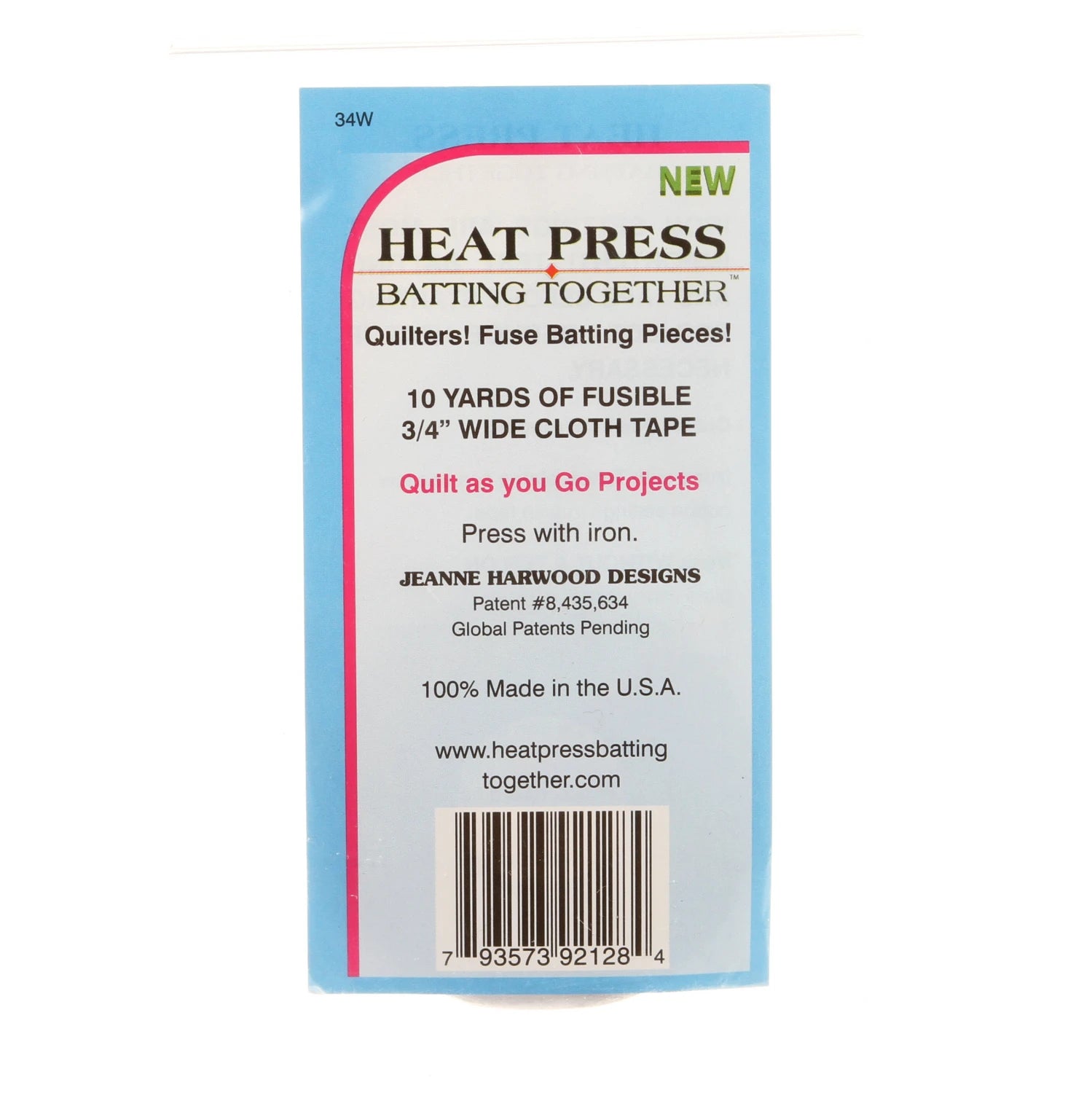 Heat Press Batting Together - 10 yds - 3/4 in. wide cloth tape