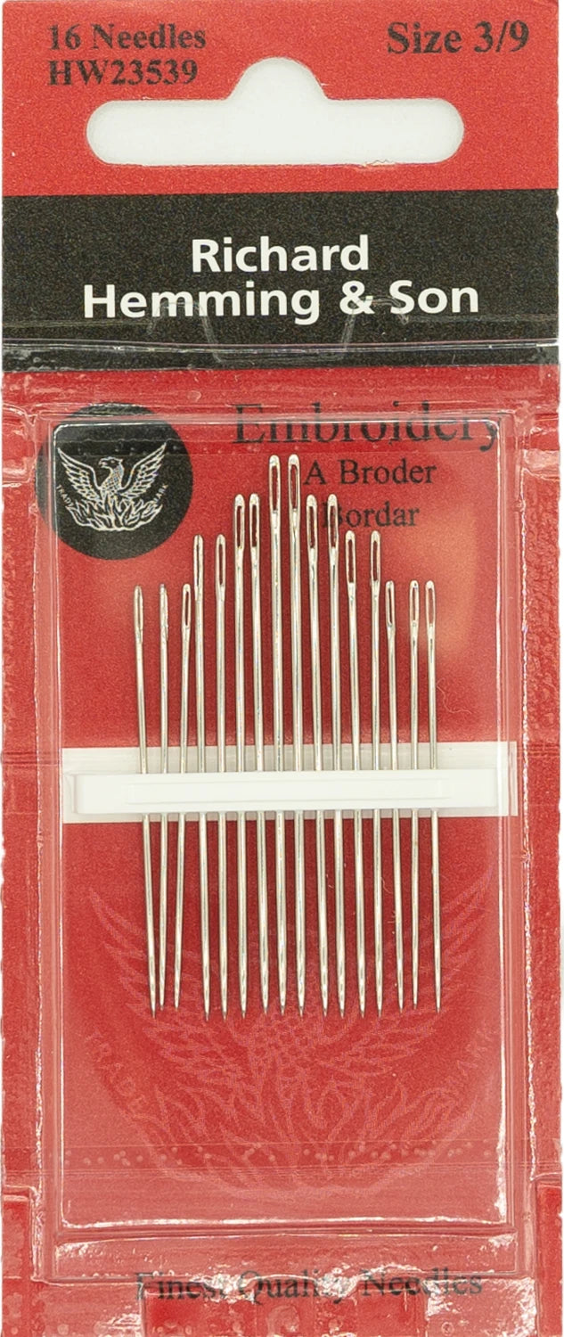Richard Hemming & Sons Needles - Embroidery - size 3/9 - 16 needles