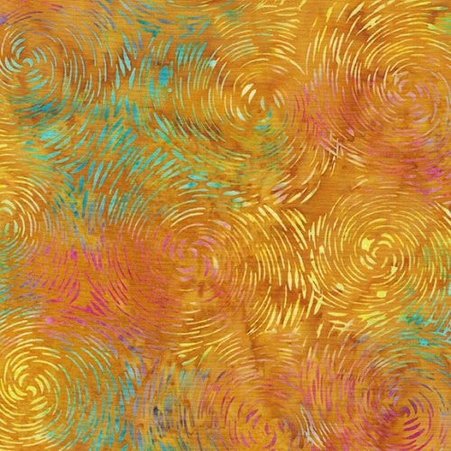 Batik - Twilight Glow - Fast Swirl - Tiedye - Rainbow swirls on orange