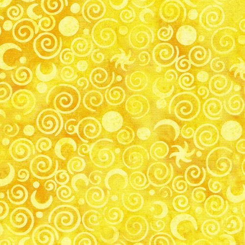 Batik - Twilight Glow - Moons - Buttered Popcorn - moons and swirls on yellow