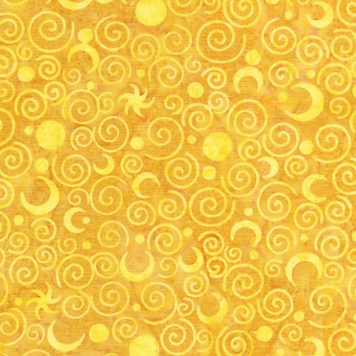 Batik - Twilight Glow - Moons - Taxi - moons and swirls on dark yellow