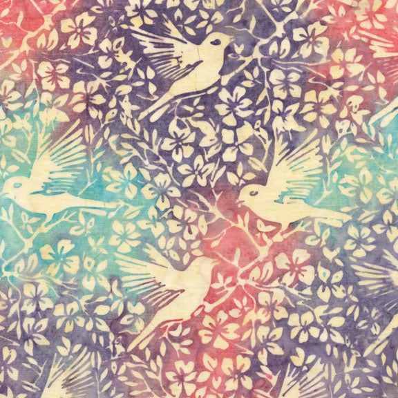 Songbird Batik - Birds in Branches - Cream