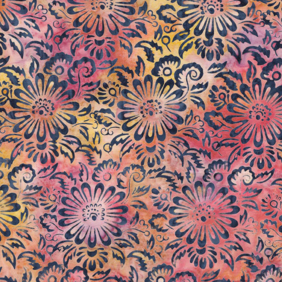 Songbird Batik - Medallion Flowers - Sunset
