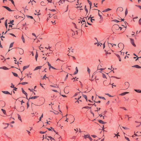 Songbird Batik - Small Floral Vine - Red Flamingo