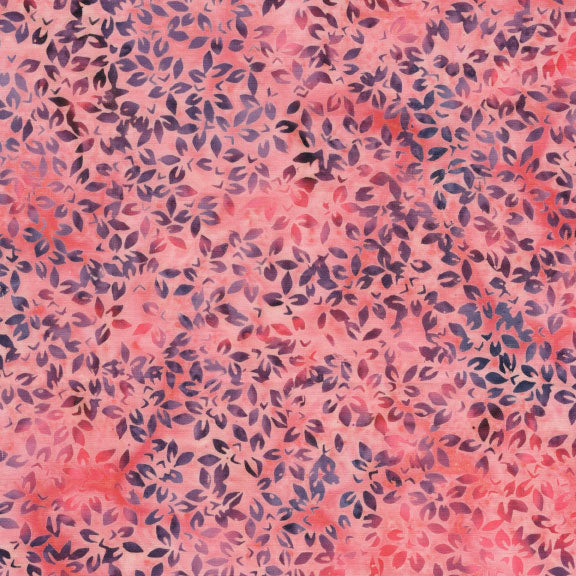 Songbird Batik - Leaf Cluster - Pink Bubblegum