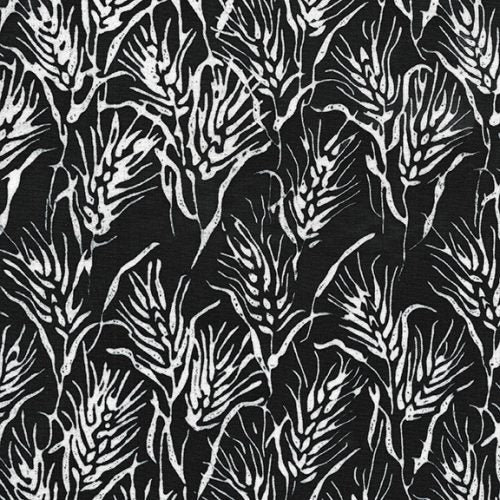 Batik - Pumpkin Delight -Wheat - Sable - Stalks of white wheat on black