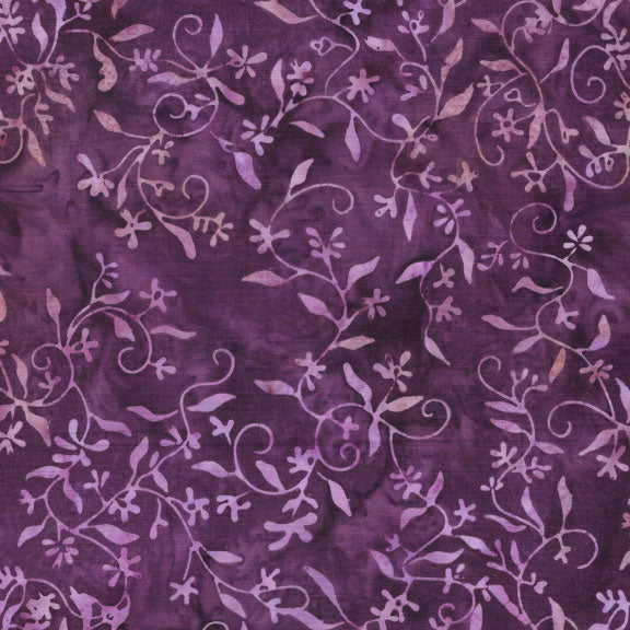 Songbird Batik - Small Floral Vine - Purple Wisteria