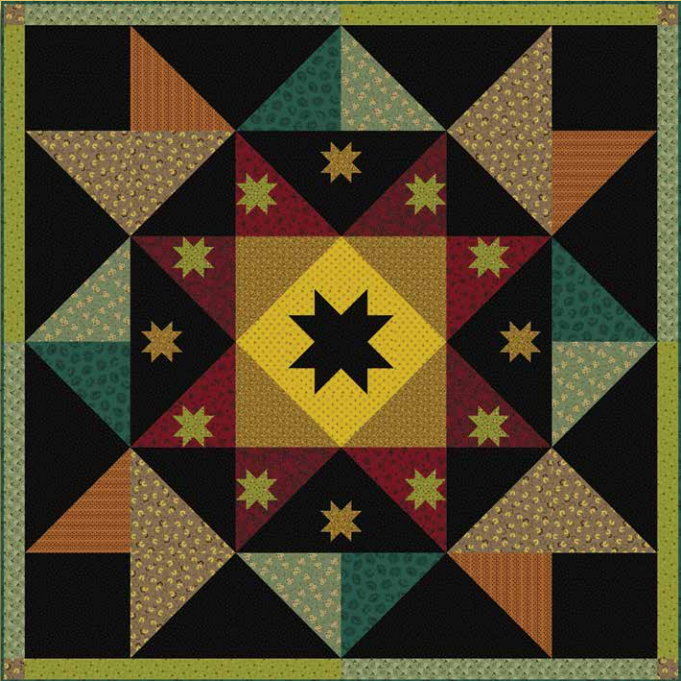 Autumn Farmhouse 64 sq quilt kit, Kim Diehl Evening Star pattern + fabrics  included