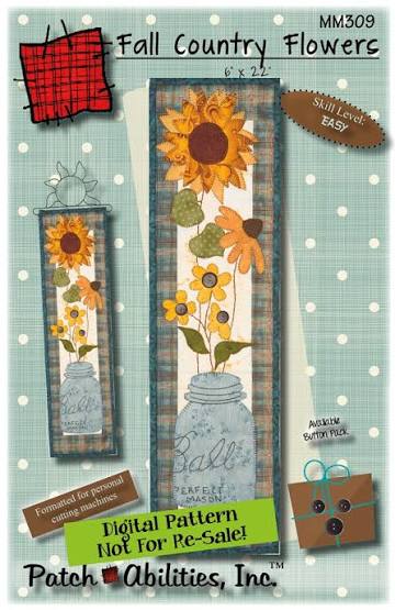 Fall Country Flowers- finishes 6x22 - Patchablilities - MM309 - NO HANGER