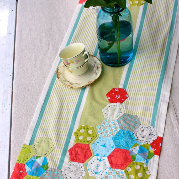 Austin Table Runner - Thumb Nail Pattern-Using Hexagons by Olive Grace Studi