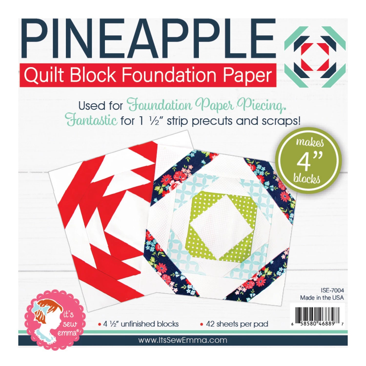 4 inch Pineapplequilt block foundation Paper - makes 42