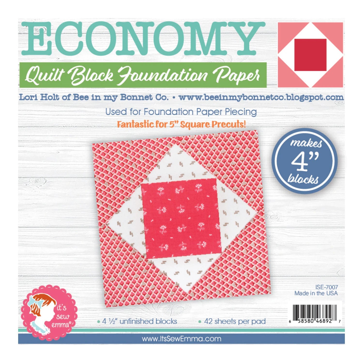 4" Economy - 42 sheetsQuilt Block Foundation Paper by Lori Holt