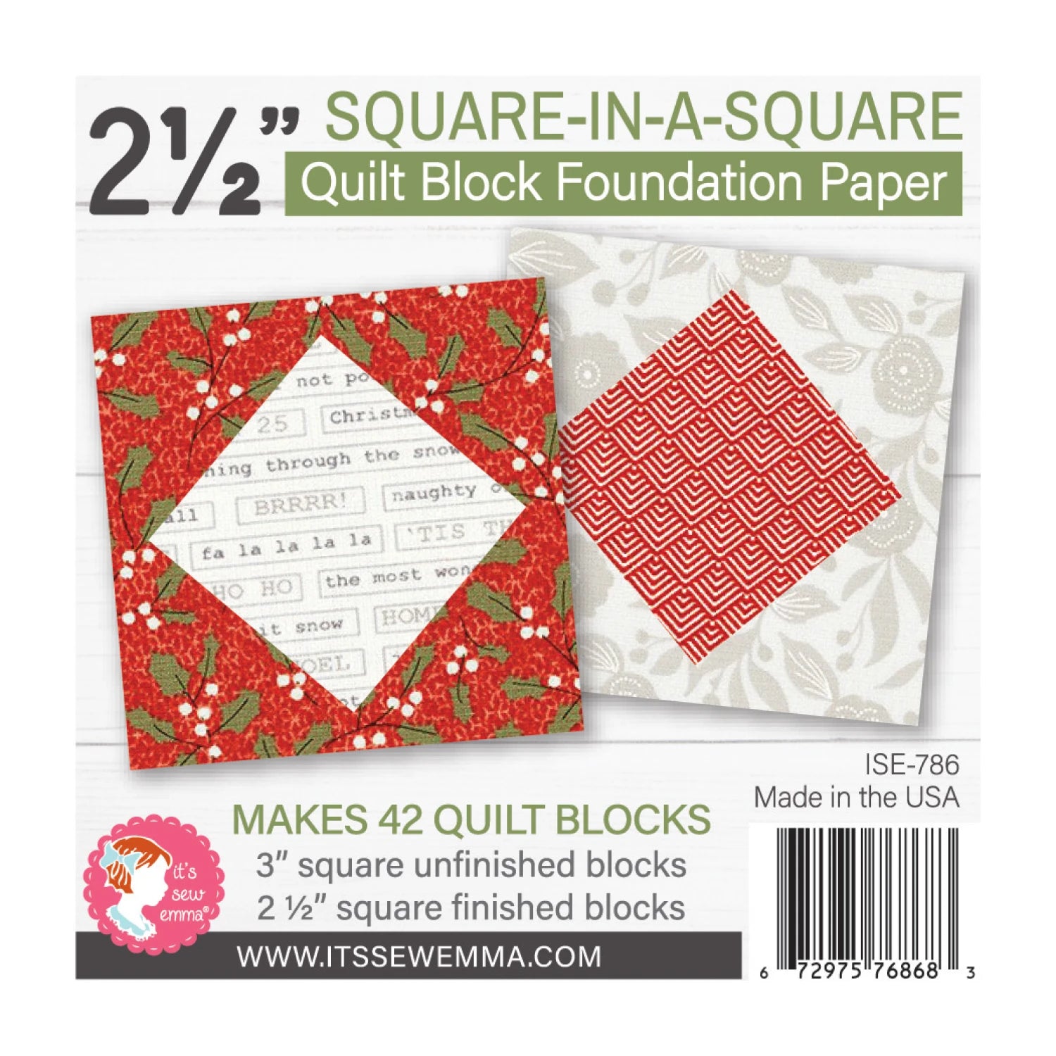 2.5 inch Square in a Squarequilt block foundation Paper - makes 42