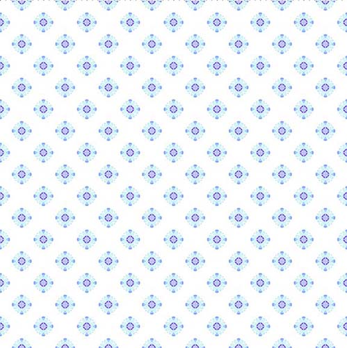 Dragon Friends - Geometric - White- blue & purple medallions on white