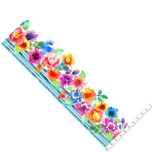 Sew Spring! - Floral Border  - multi - floral border stripe
