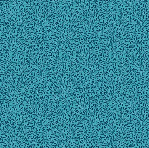 Whimsy - Vines - Teal - small blue vines on teal - Jason Yenter