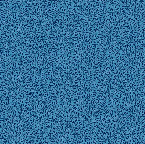Whimsy - Vines - Blue - small  dark blue vines on blue - Jason Yenter
