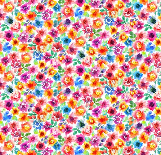 Sew Spring! - Small Floral -Multi - small bright multi color floral