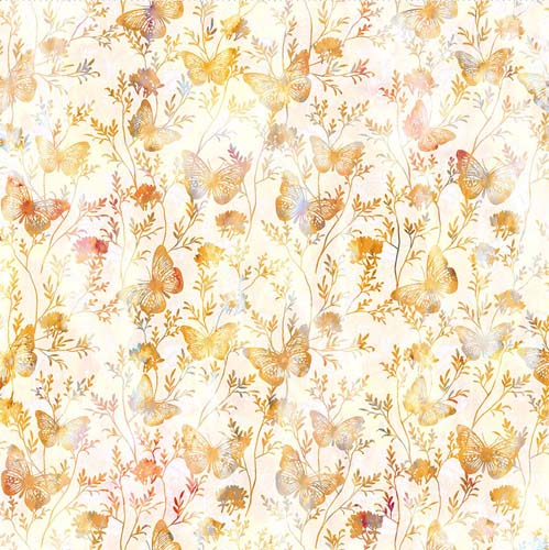 Ethereal - Butterflies - Gold- gold butterflies on cream