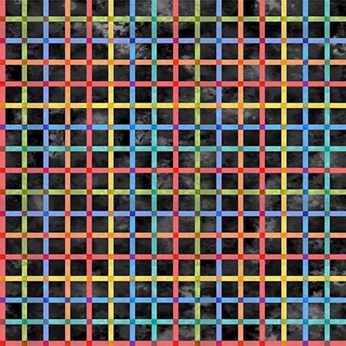 On the Go - Colorful Plaid - Multi - multicolored grid on black - Jason Yenter