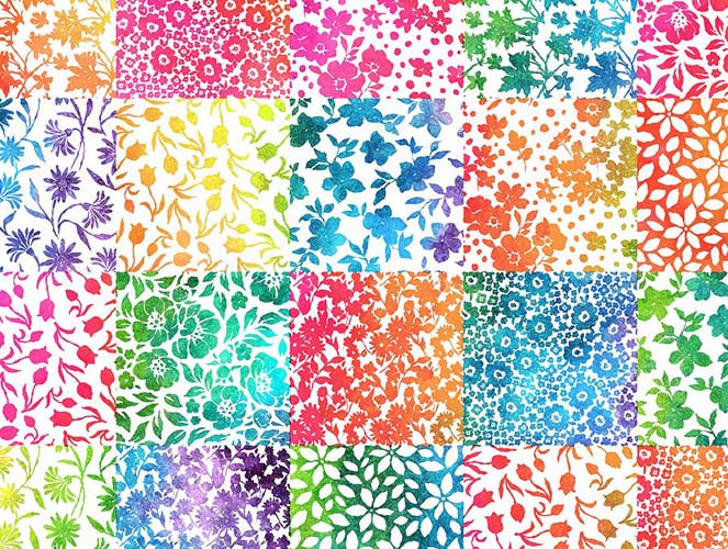 Sew Spring! - Floral Patchwork -  3 inch squares of bright floral prints