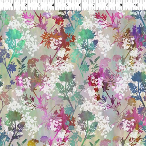 Garden of Dreams - Sprigs - Teal/Pink Meadow - Floral Stripe