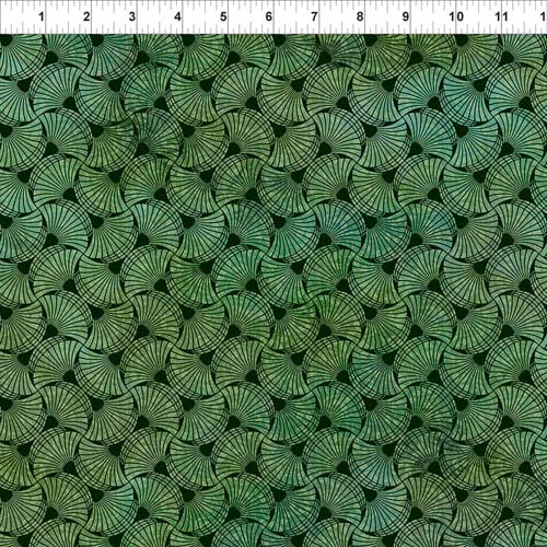 Seasons - Fans - Green Black geometric fans on green by Jason Yenter