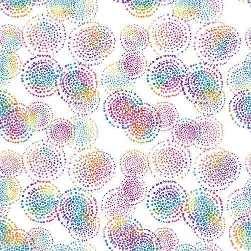 Sew Spring! - Seed Circles - Multi - rainbow concentric circles of dots