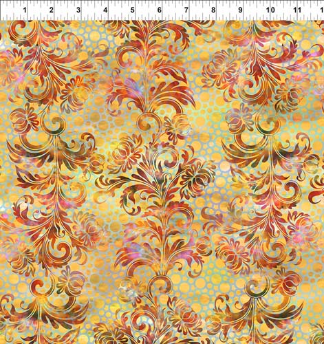 Floragraphix V - Dotted Flourish - Orange - orange flourish on dotted background