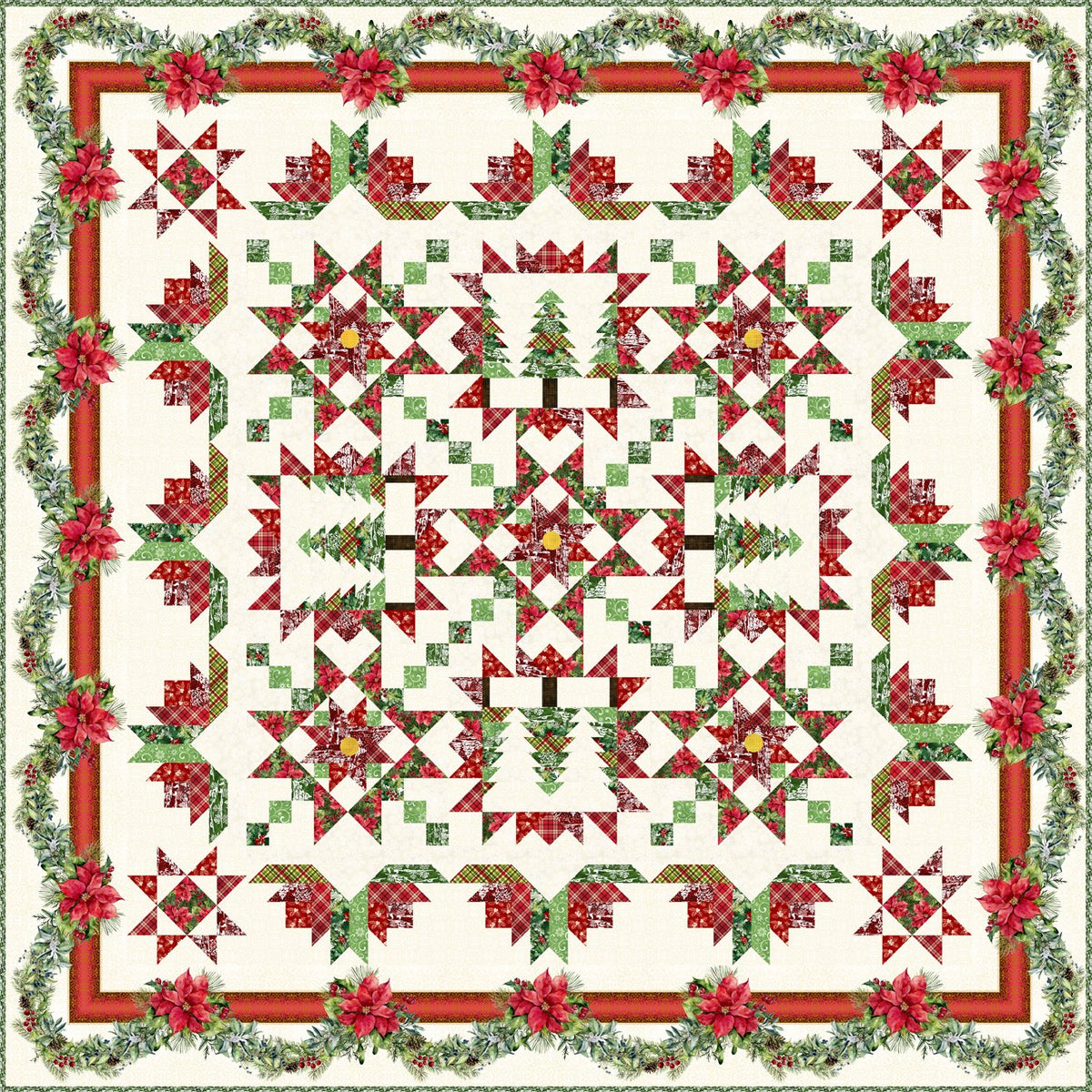A Poinsettia Winter Quilt - BOM Pattern